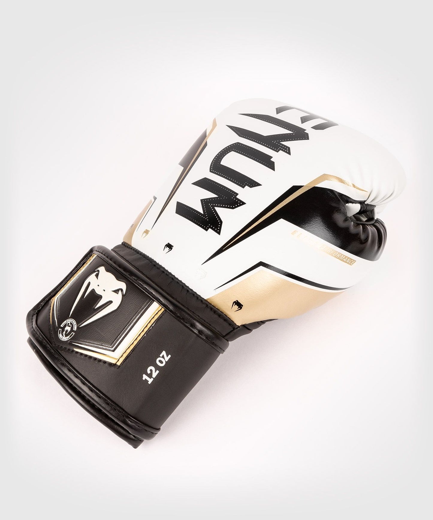 VENUM ELITE EVO BOXING GLOVES - WHITE/GOLD OR KHAKI/SILVER