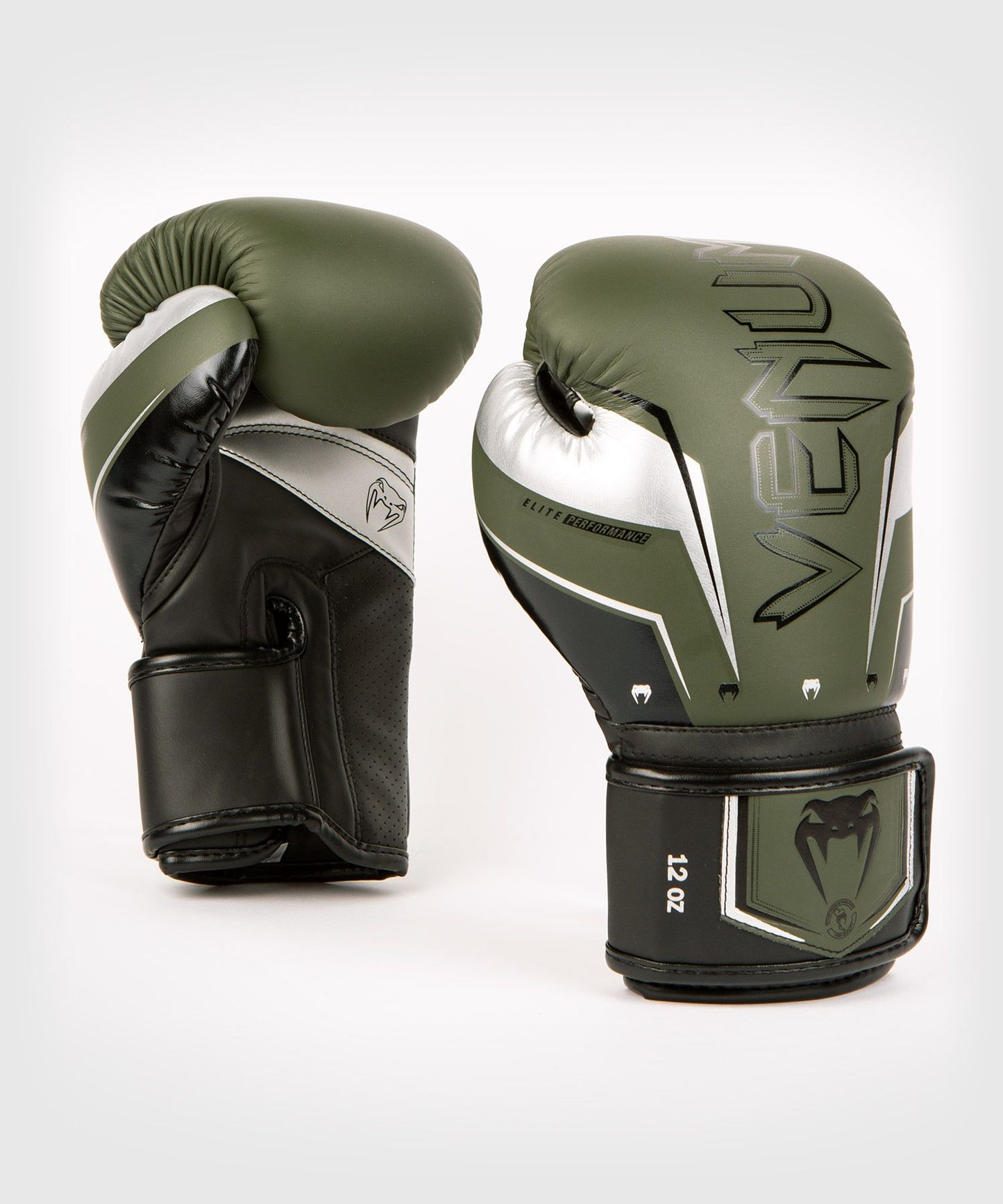VENUM ELITE EVO BOXING GLOVES - WHITE/GOLD OR KHAKI/SILVER