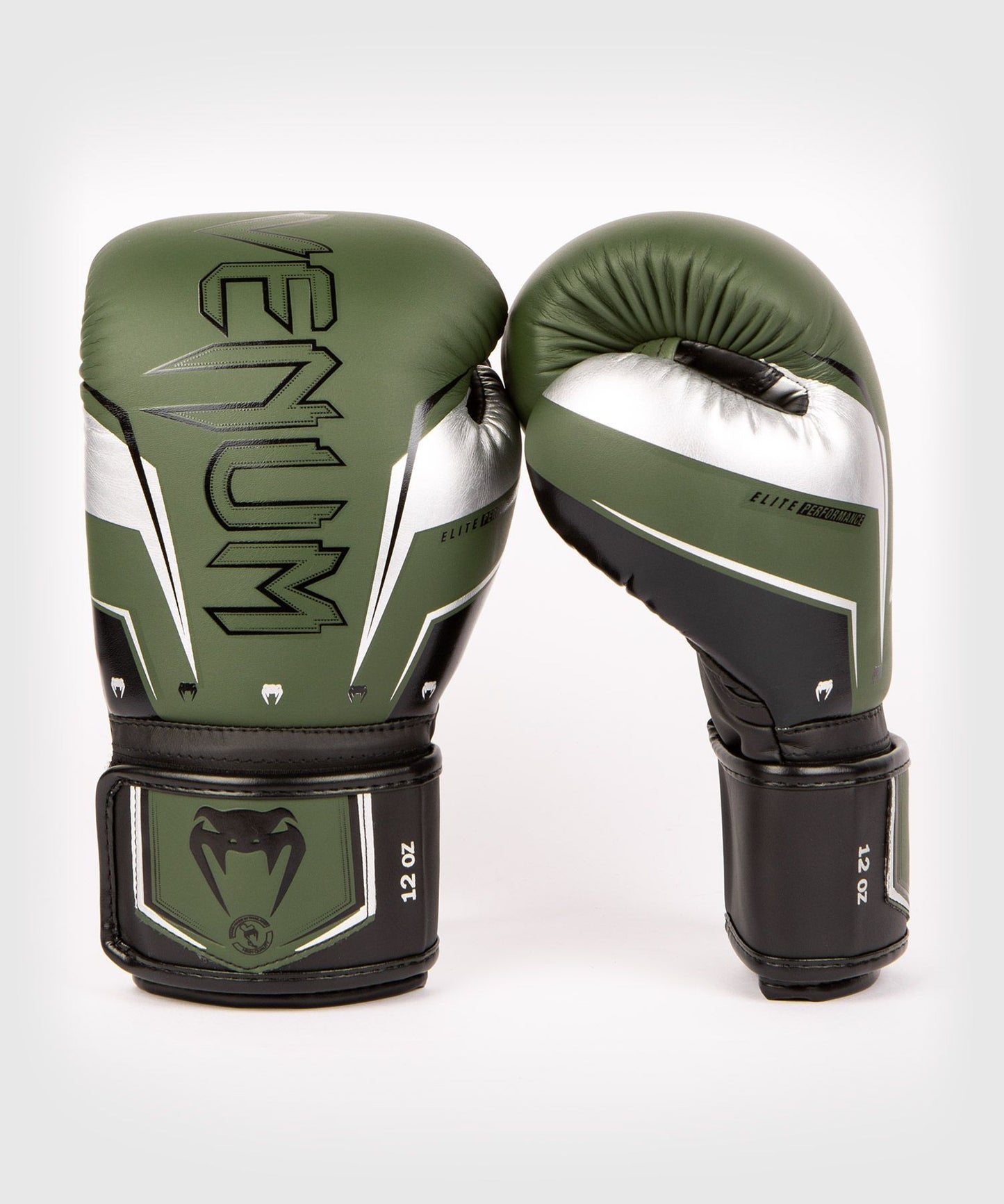 VENUM ELITE EVO BOXING GLOVES - WHITE/GOLD OR KHAKI/SILVER